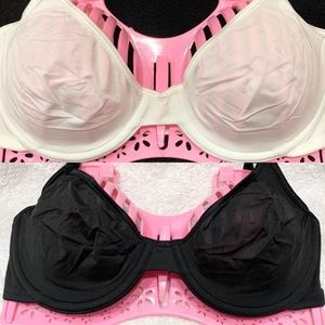 2 Victoria's Secret Sheer Demi Unlined Bras) 1 black & 1 white)